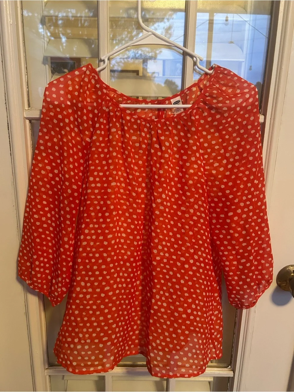 Old Navy Red Polka Dot Peasant Blouse